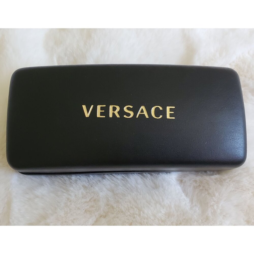 New VERSACE Black Faux Leather Hard Clam Shell Sunglasses Glasses Case &…